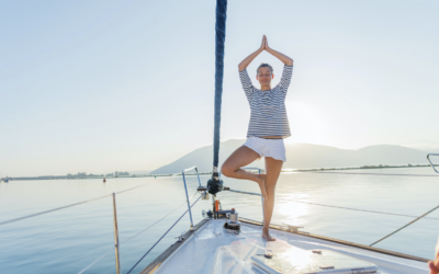 Exclusive fitness exercises on a luxury yacht